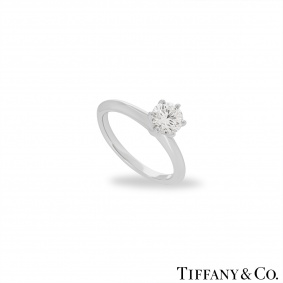 Tiffany & Co. Platinum Round Brilliant Cut Diamond Setting Ring 0.75ct F/VS1 XXX